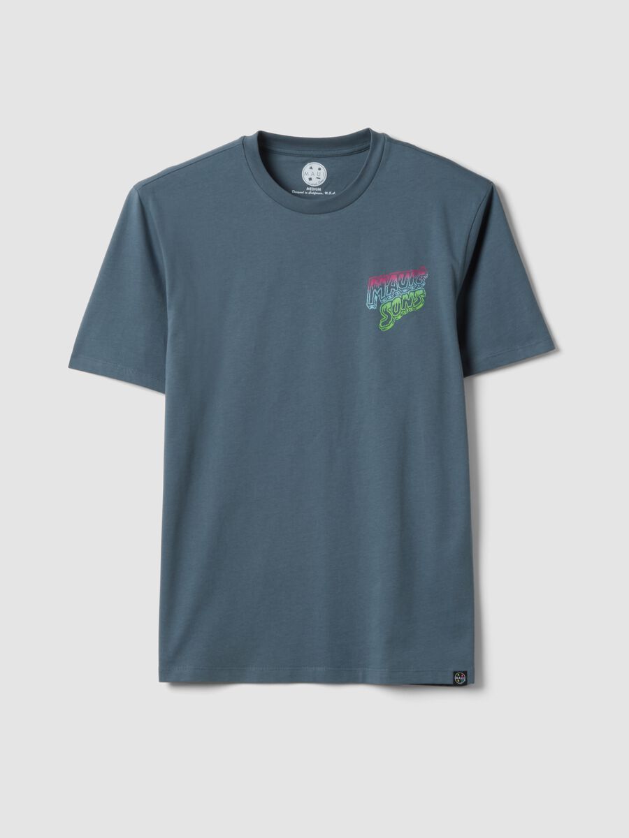 T-shirt a maniche corte in puro cotone azzurra relaxed fit con stampa_4