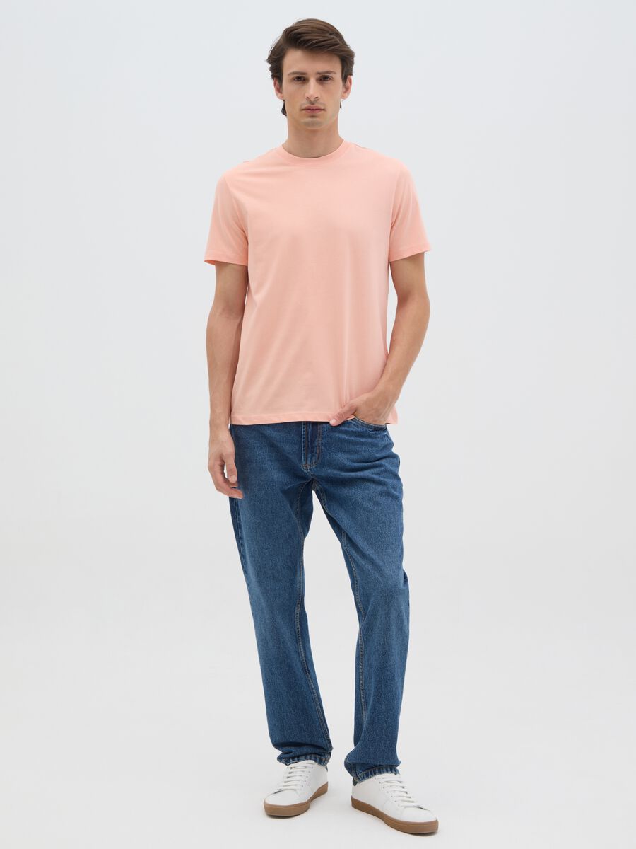 Men's Pink Pure Cotton Regular Fit T-shirt_1