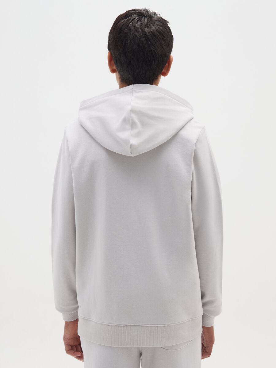 Felpa con cappuccio grigia da ragazzo in puro cotone regular fit_1