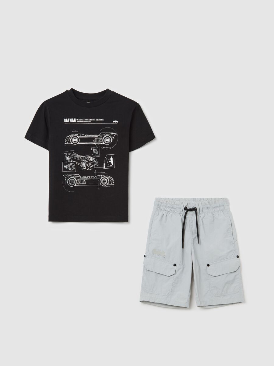 Black and white jogging set in cotton_0
