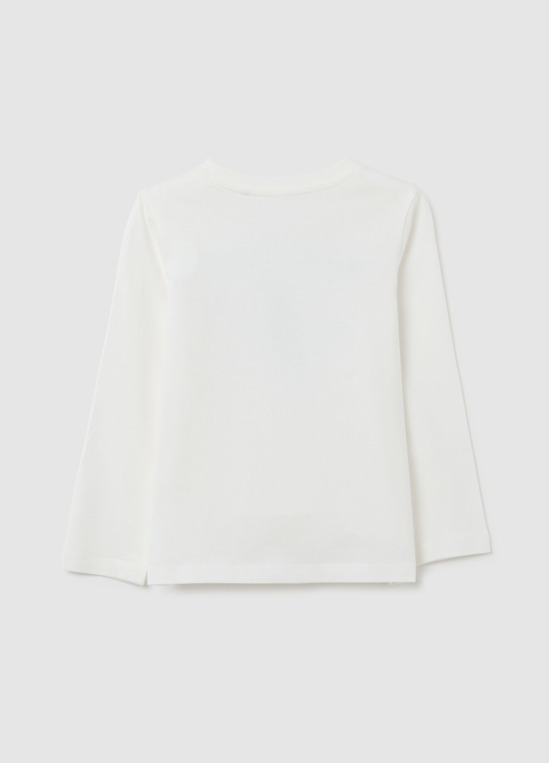 Girls' White Cotton T-Shirt, Regular Fit