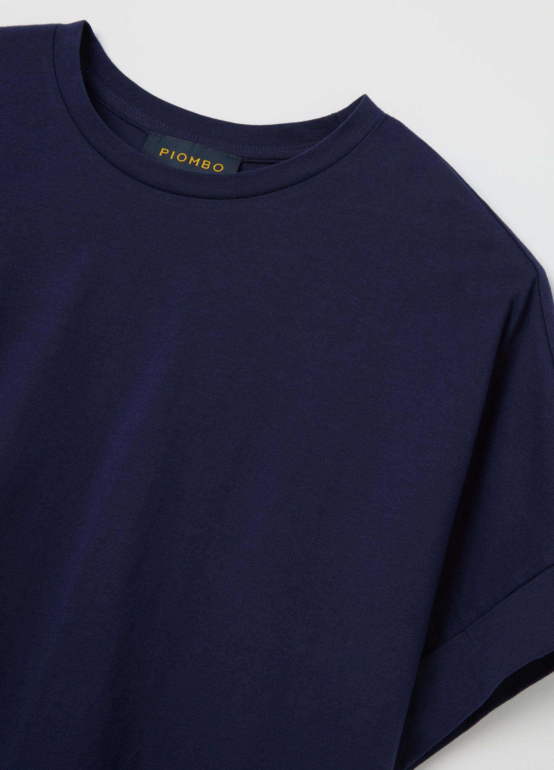 Piombo Blue Cotton T-shirt