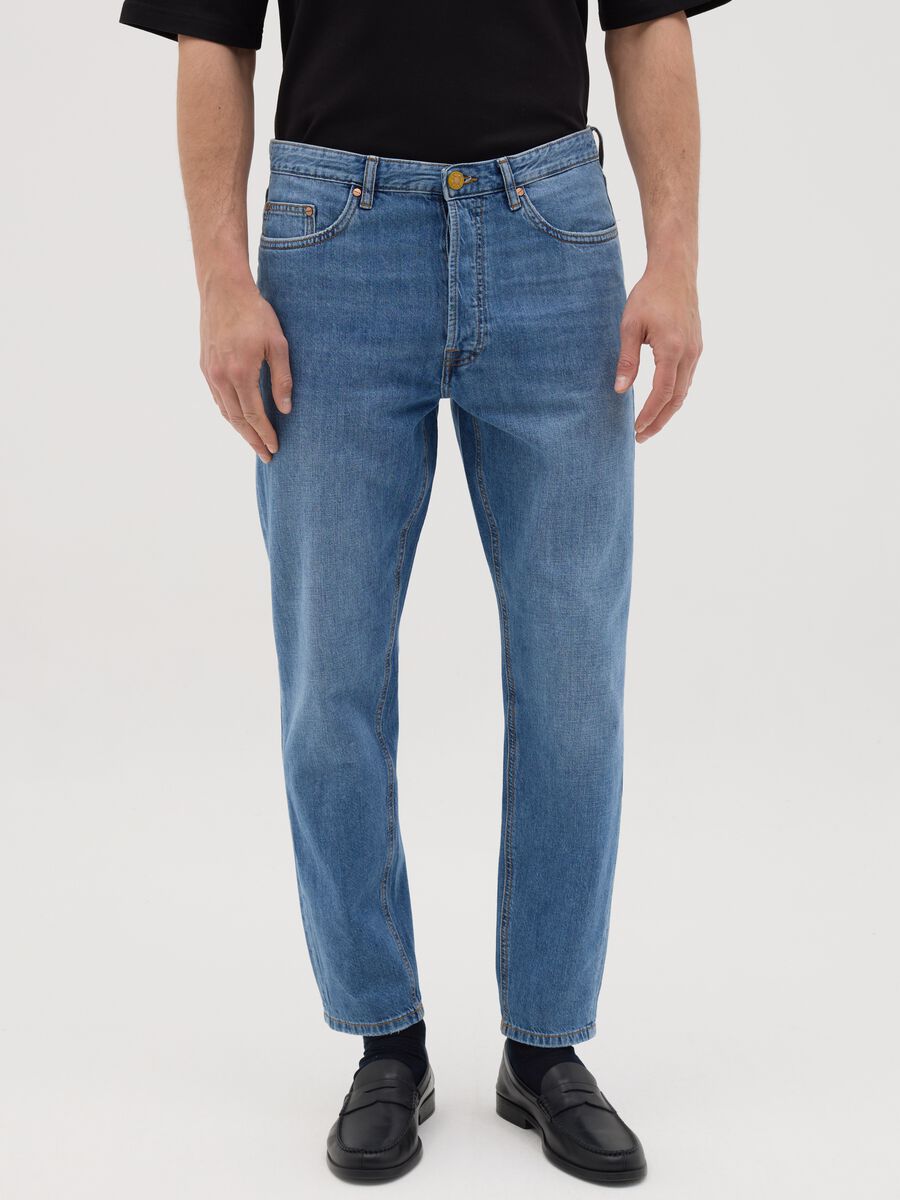 Jeans da uomo in denim blu regular fit_1