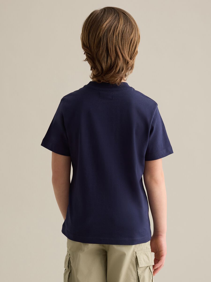 Blue cotton T-shirt with round neck_2