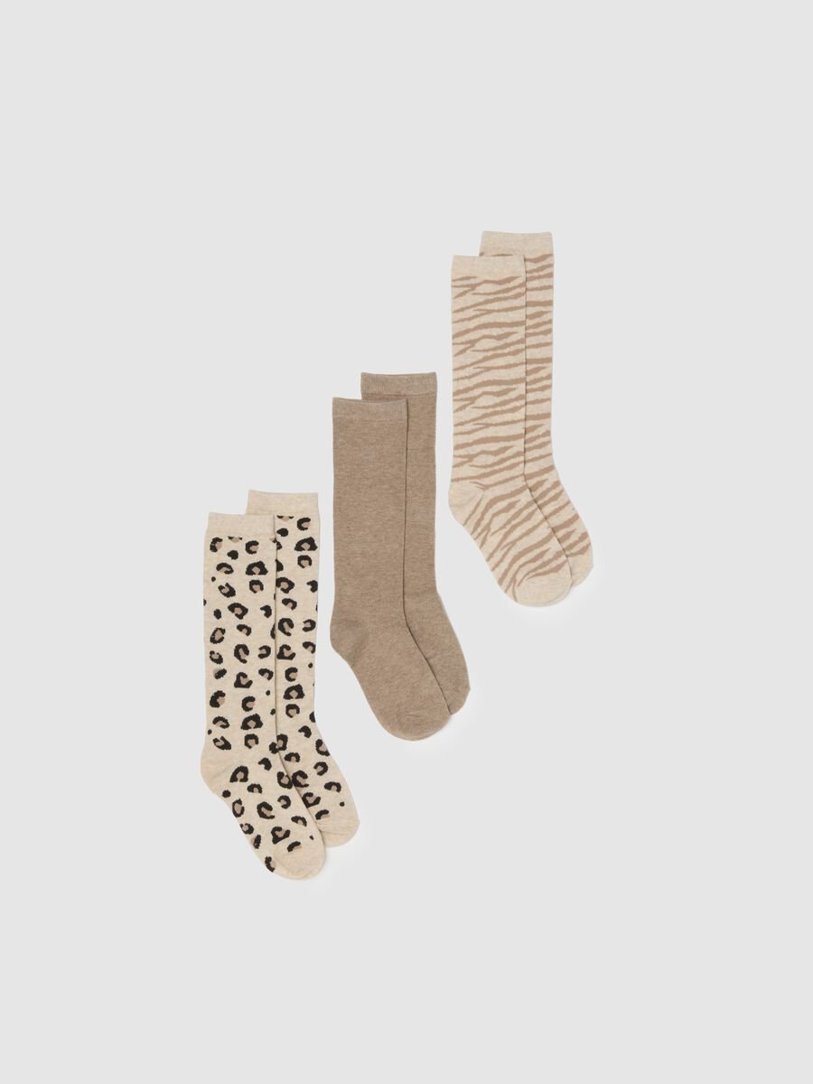 Tripack Multicolour Animal Print and Plain Socks_0