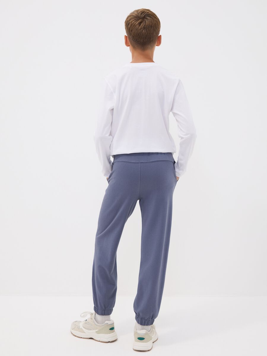 Pantaloni jogger over fit grigia in puro cotone con scritta "Get Hyped" per ragazzo_2