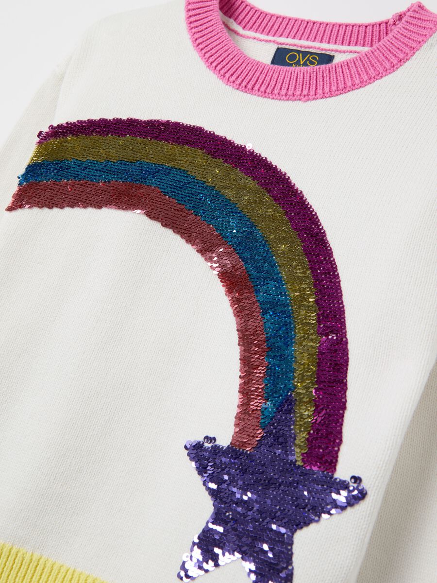 Cotton pullover with sequinned rainbow_2