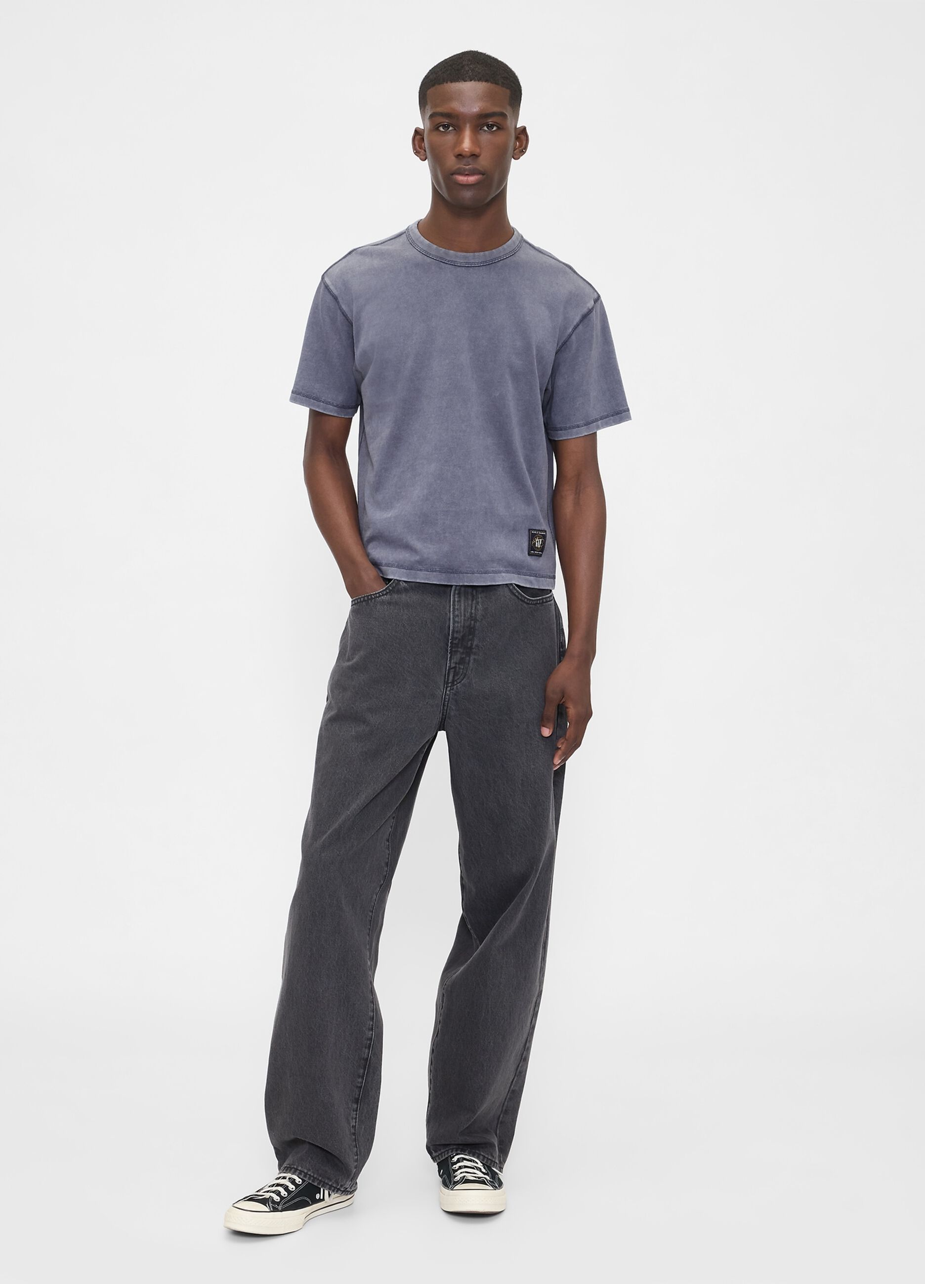 Blue Short-Sleeve Cotton T-Shirt