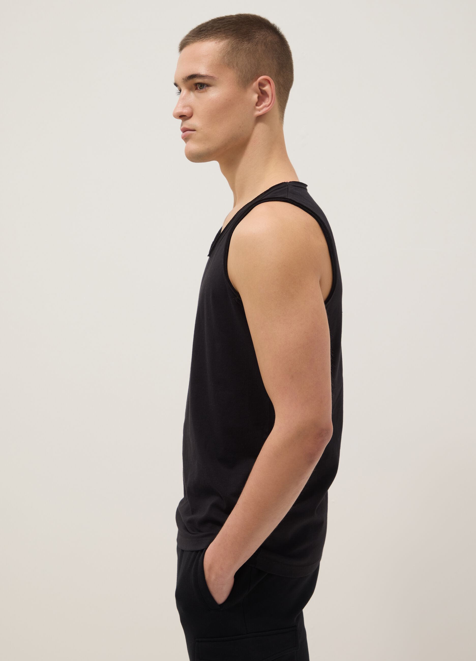 Black pure cotton vest top