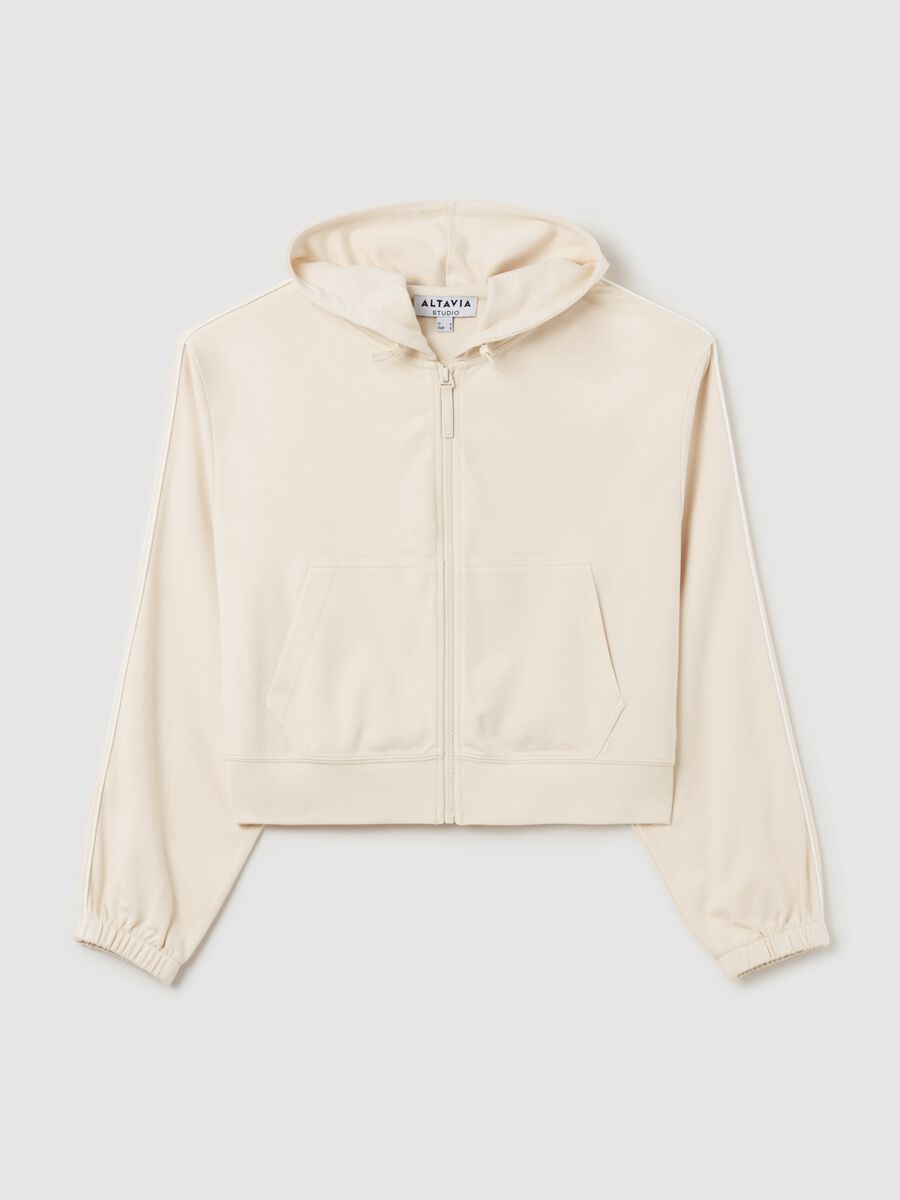 ALTAVIA STUDIO crop full-zip sweatshirt with hood and piping_4