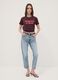 Red pure cotton T-shirt with front slogan, regular fit_1