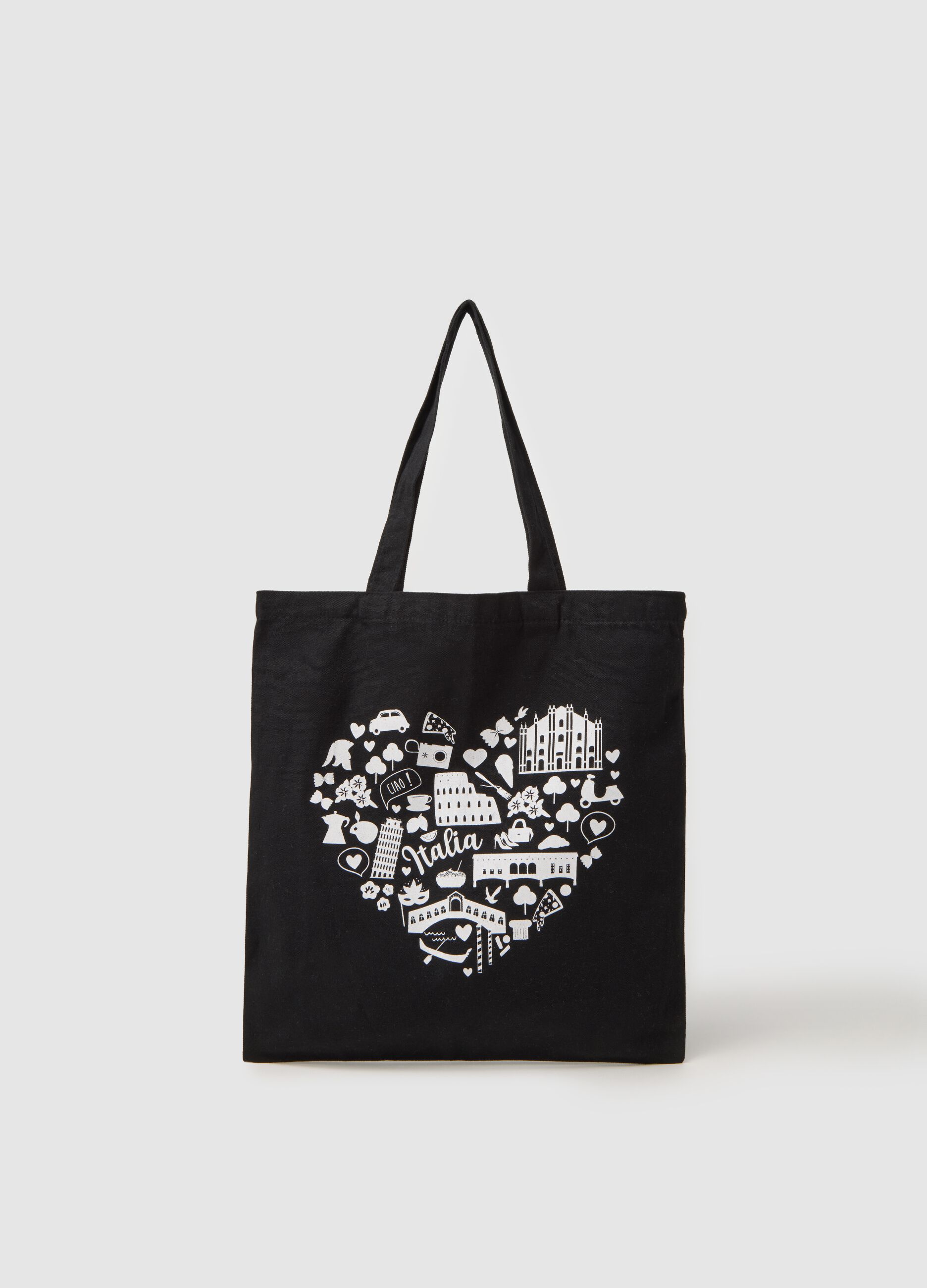Multicoloured pure cotton shopper bag