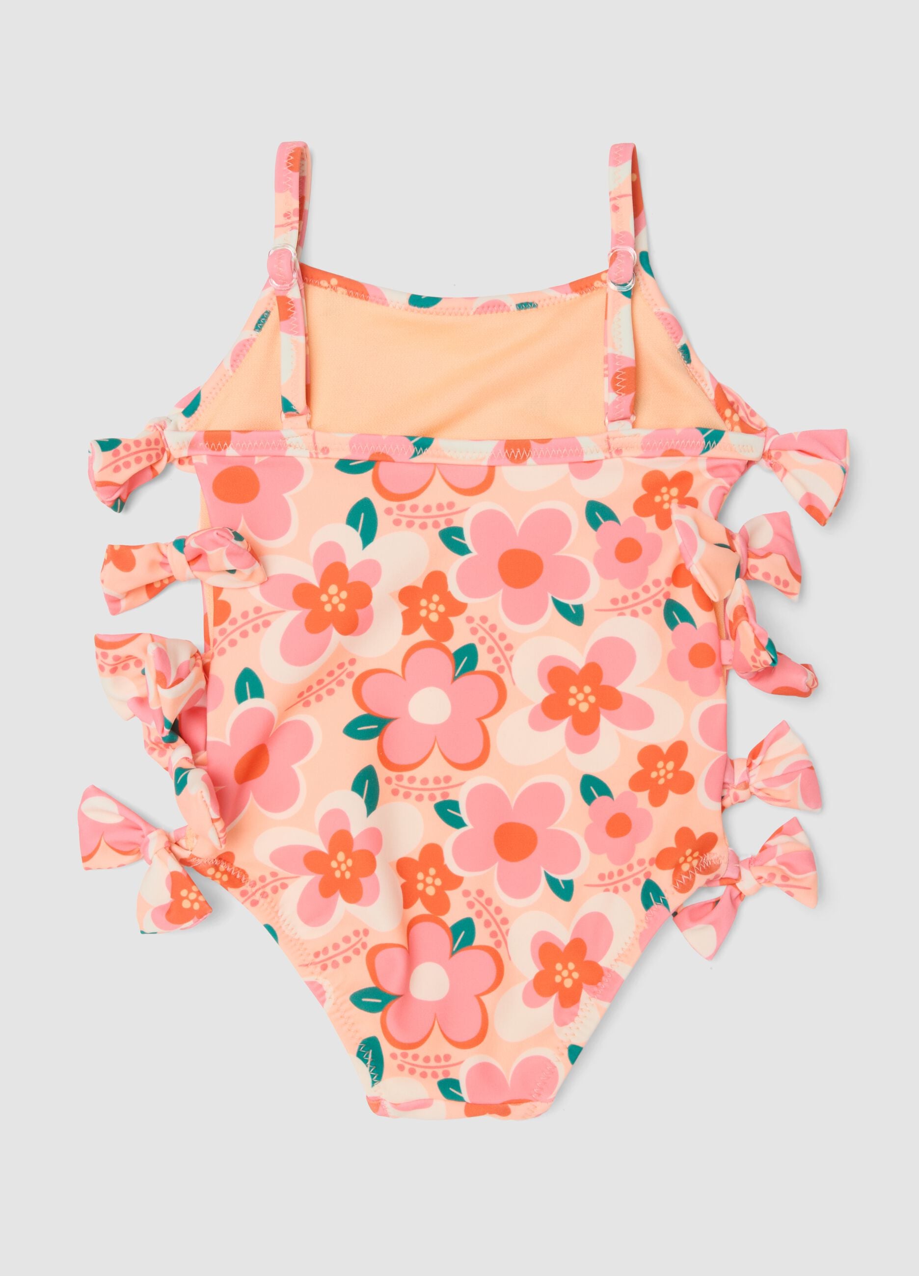 Baby girls&rsquo; multicolour floral one-piece swimsuit in stretch fabric