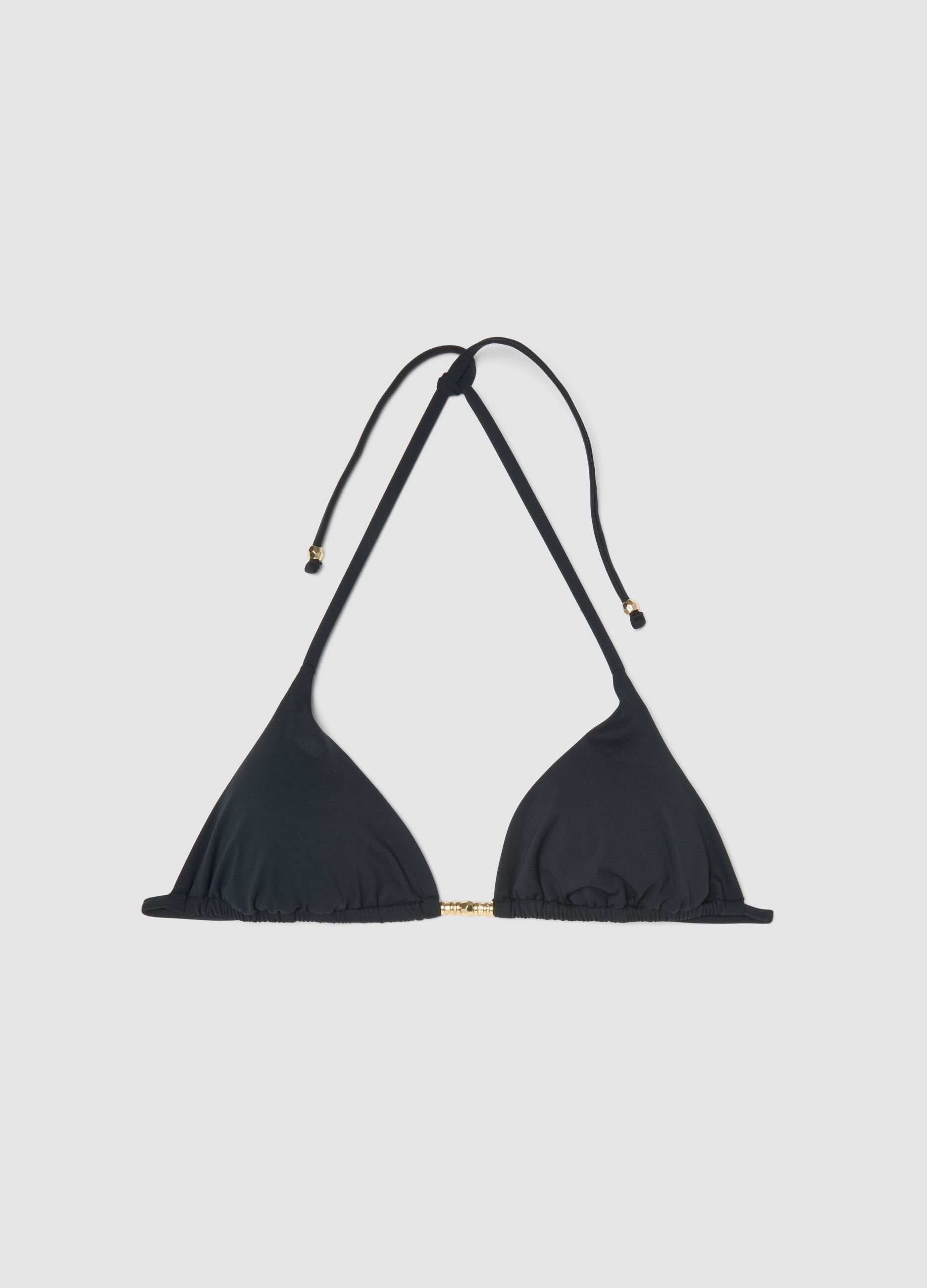 Black triangle bikini top in stretch fabric