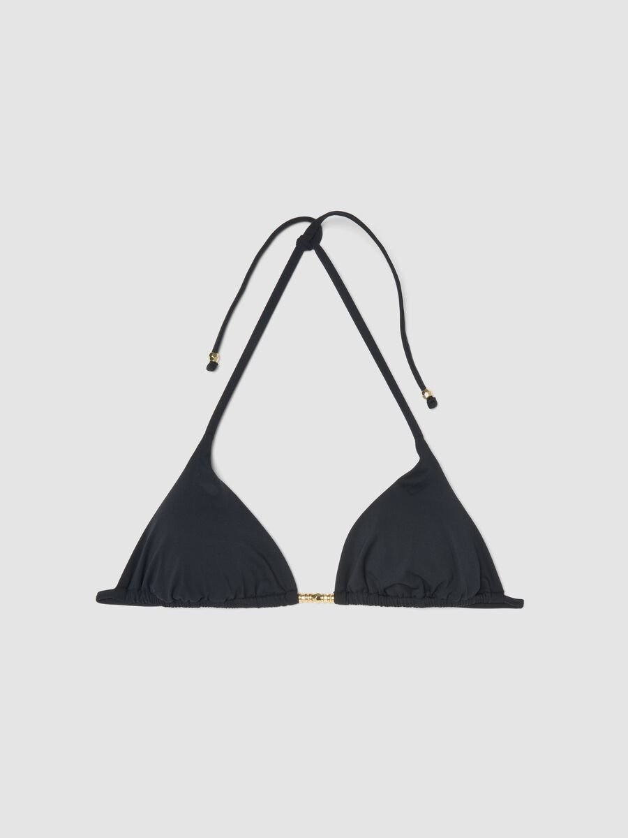 Black triangle bikini top in stretch fabric_4