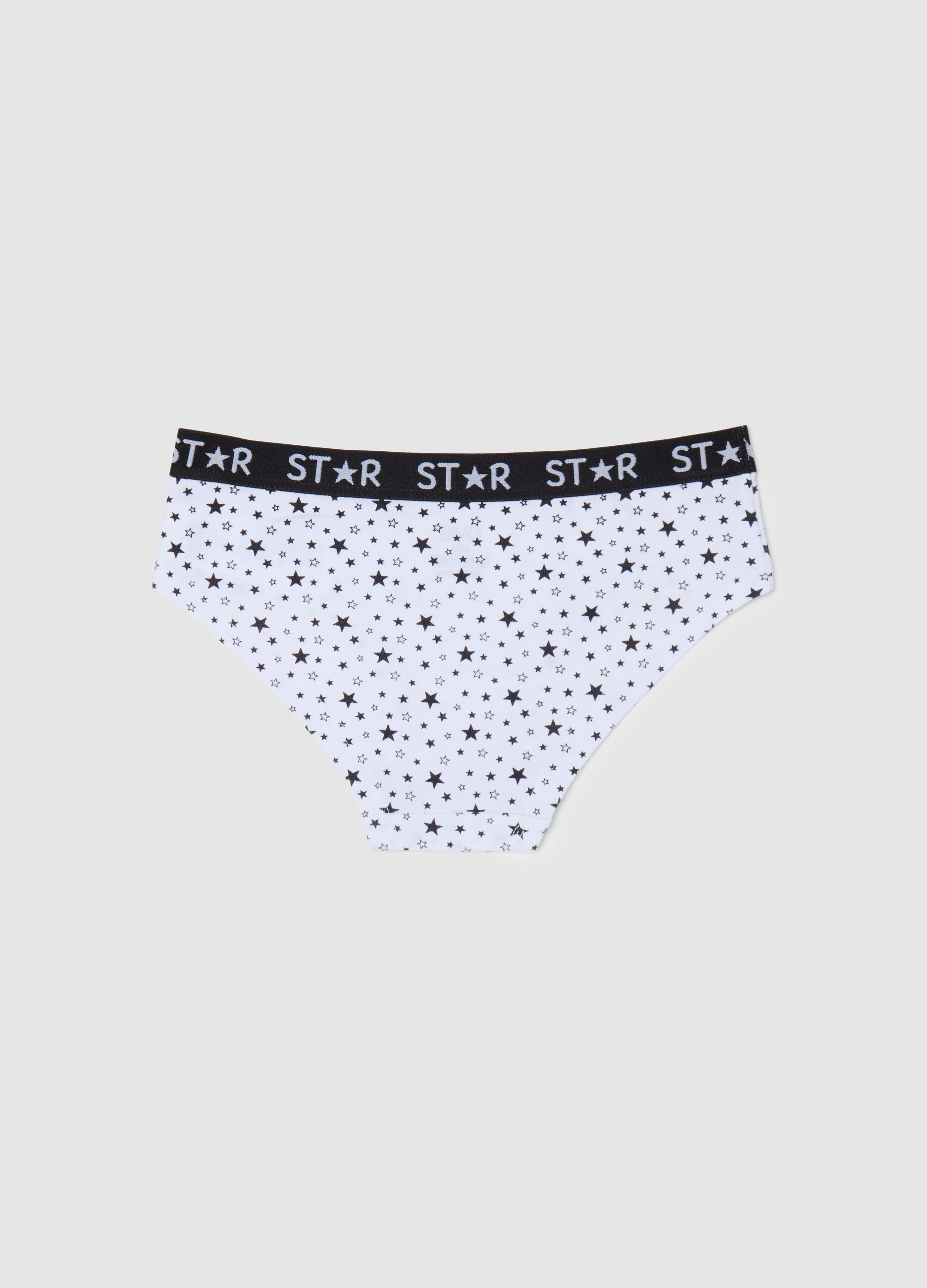Stretch cotton knicker shorts with star print