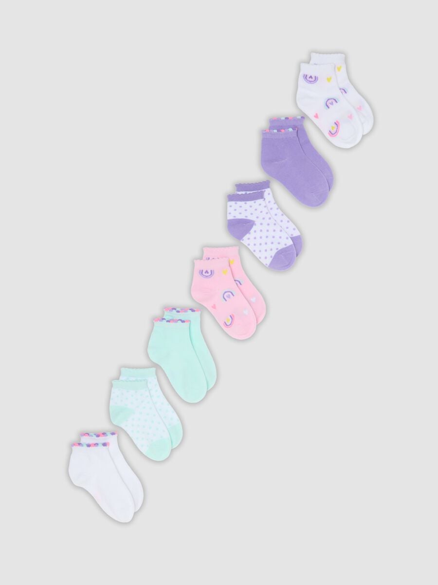 Pack of seven stretch organic cotton ankle socks_0