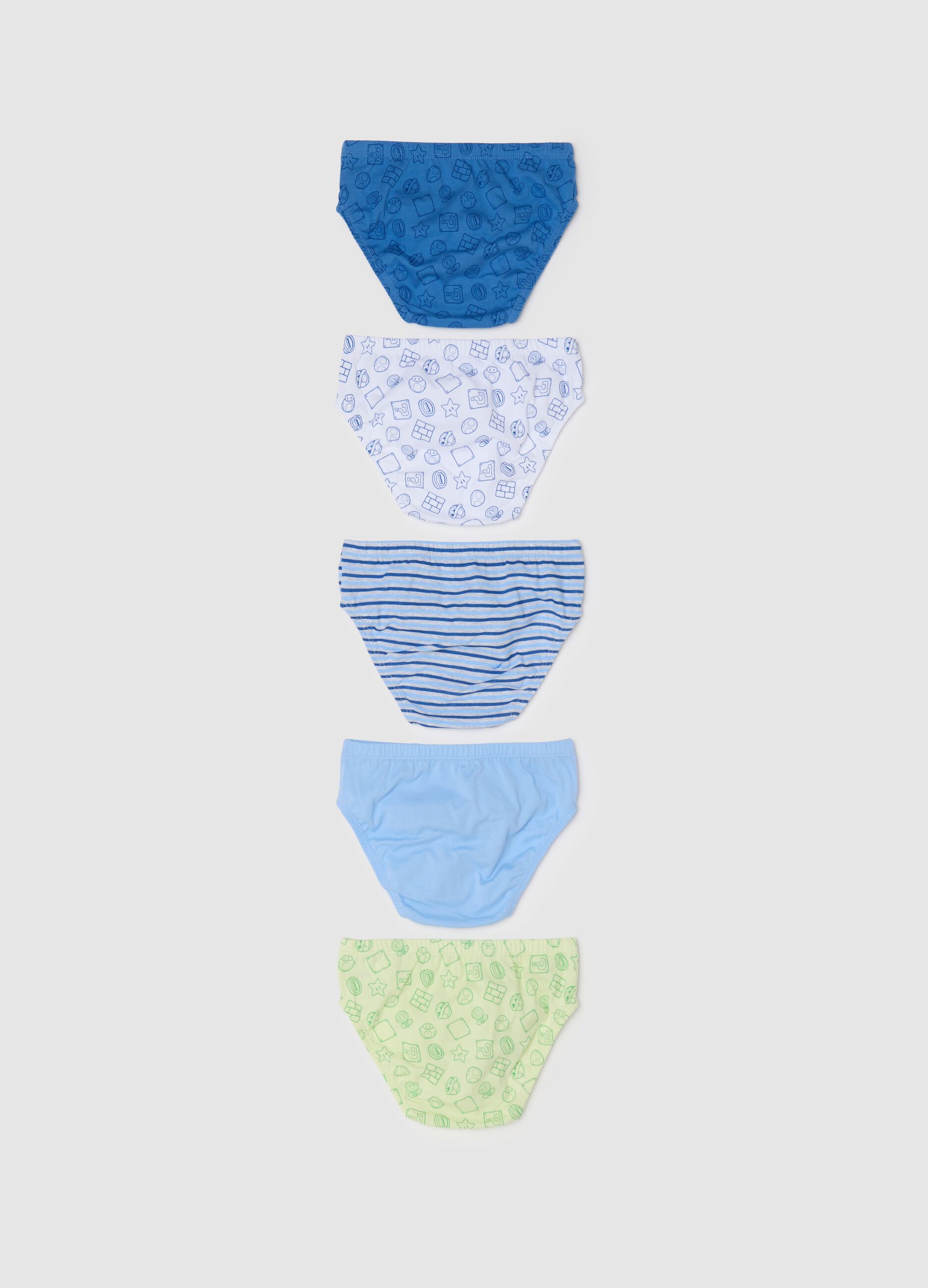 Slip da bambino in puro cotone multicolor con stampa Super Mario