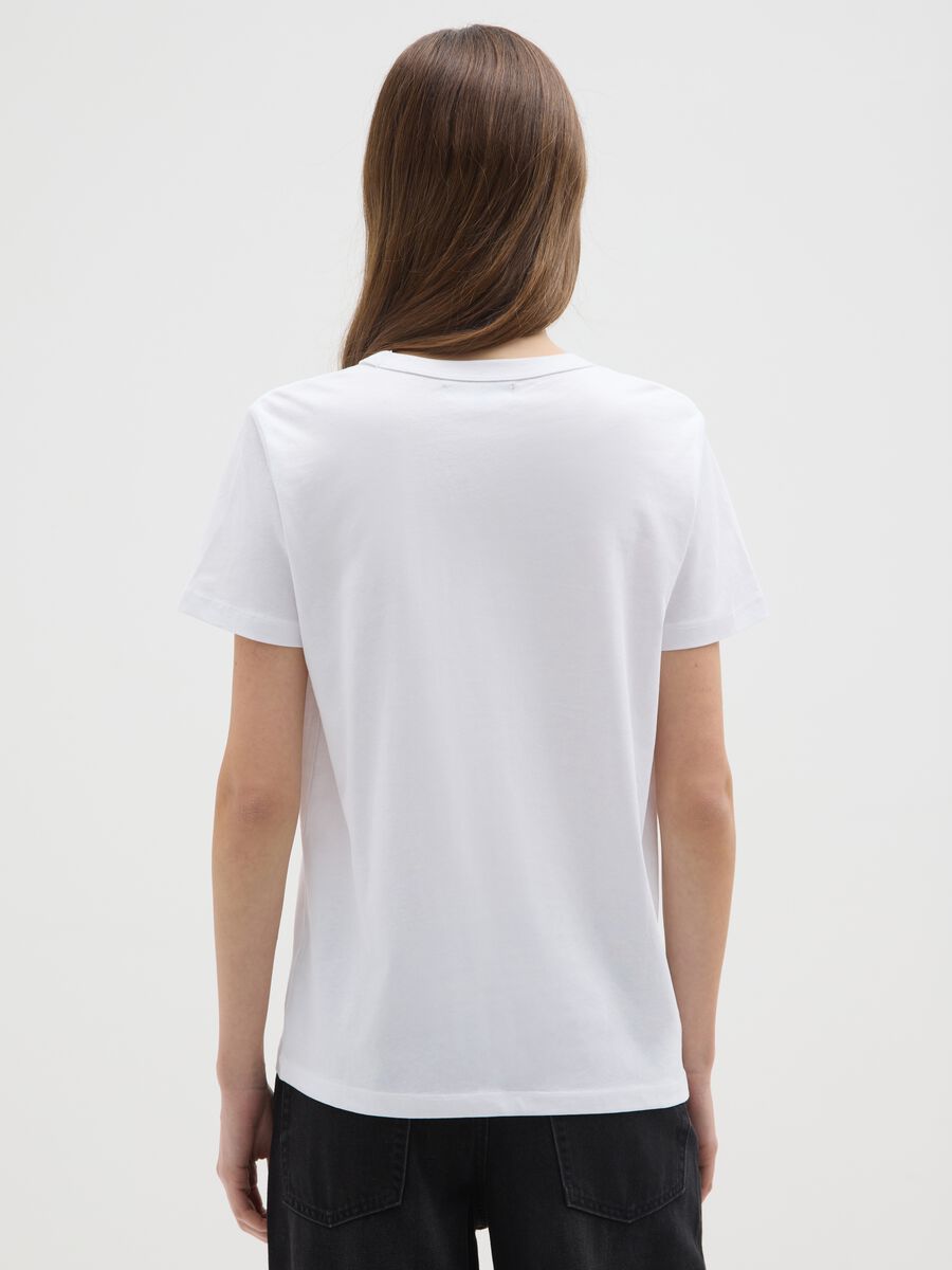 T-shirt in puro cotone bianca regular fit con scollo rotondo_2