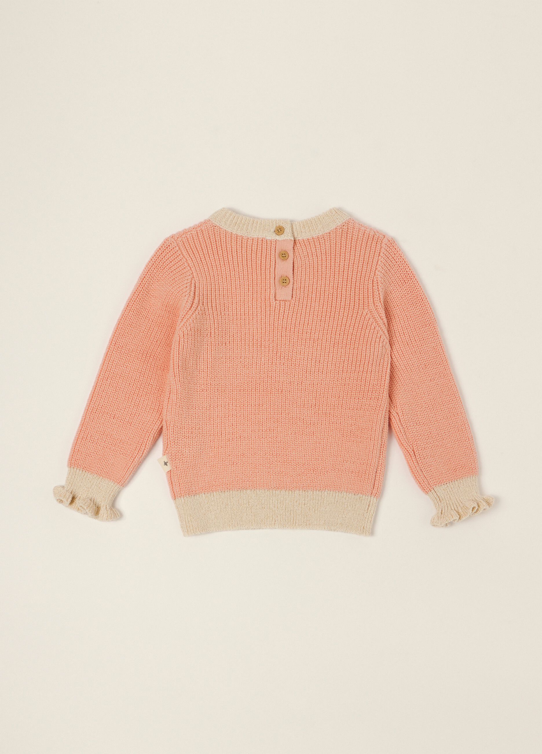 Pink pure cotton baby girl jumper with embroidered slogan