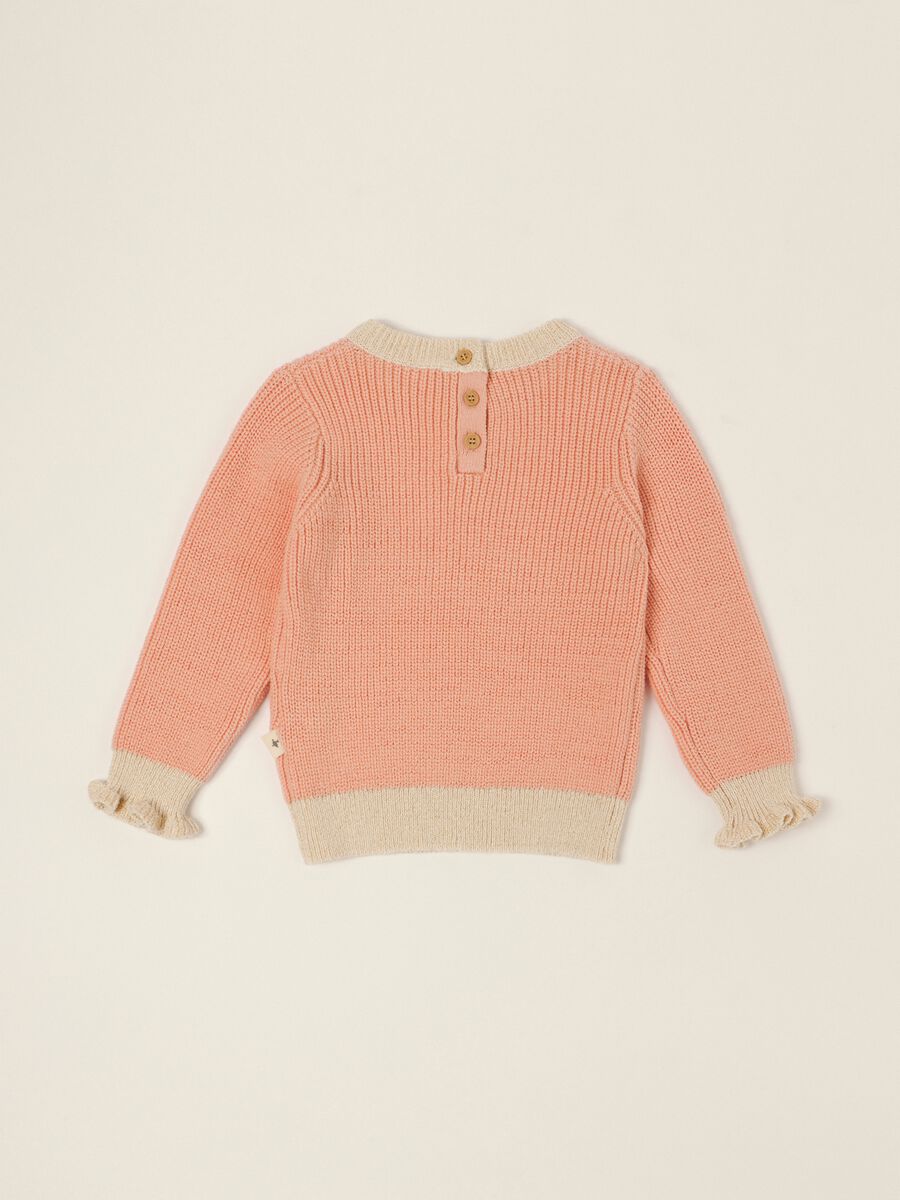 Pink pure cotton baby girl jumper with embroidered slogan_2