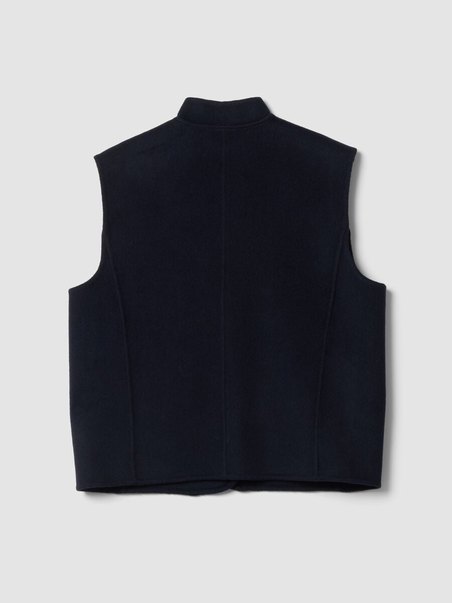 Blue wool-viscose blend gilet with patch pockets_2