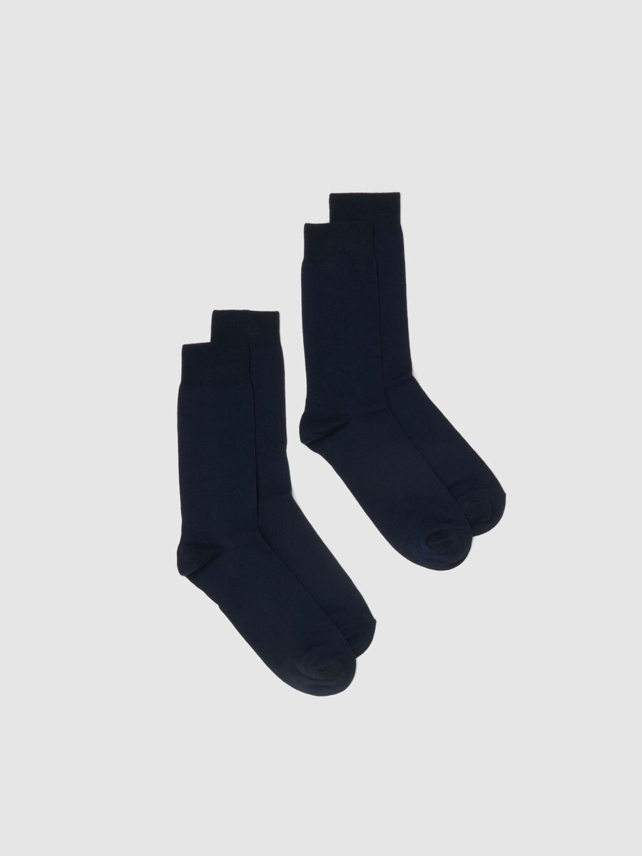 Two-pack of short blue cotton blend socks, regular fit_0