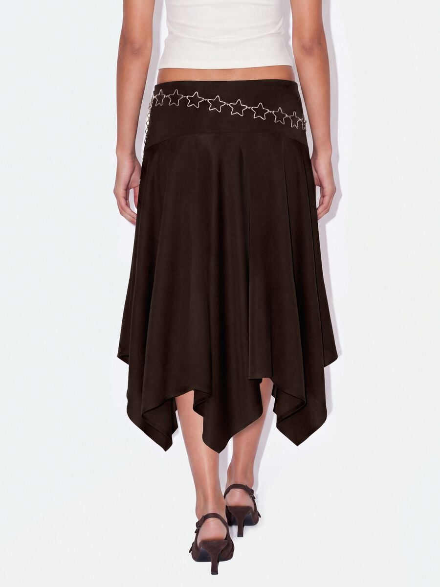Brown midi skirt with asymmetric hem_2