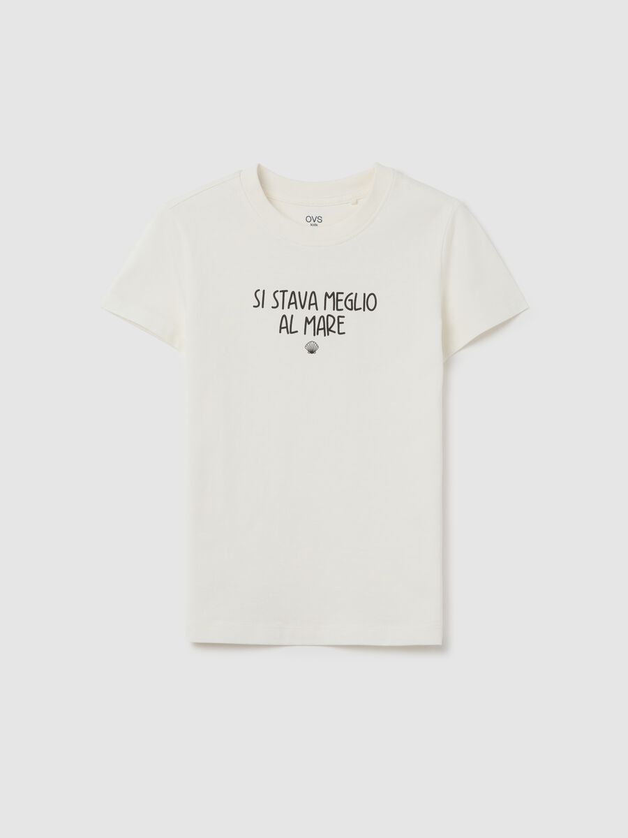 T-shirt da ragazza in puro cotone bianca regular fit con stampa_3
