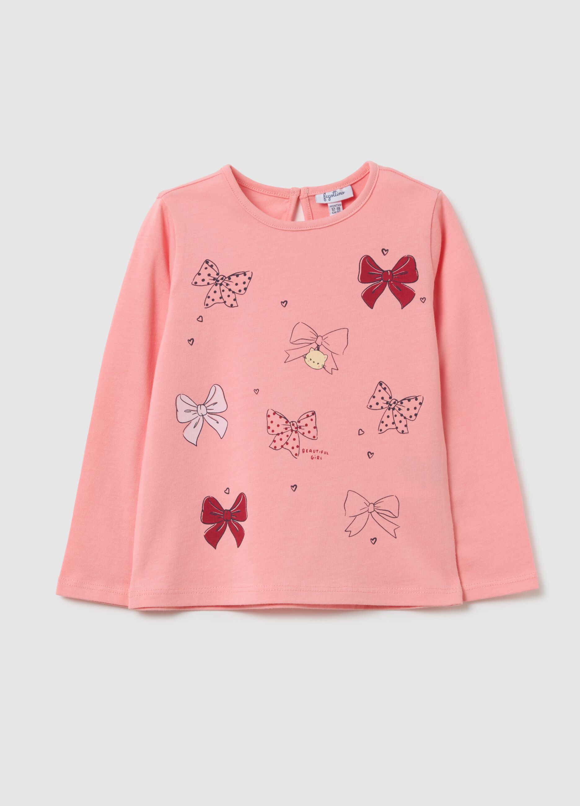 Pink cotton regular fit girls' shirt