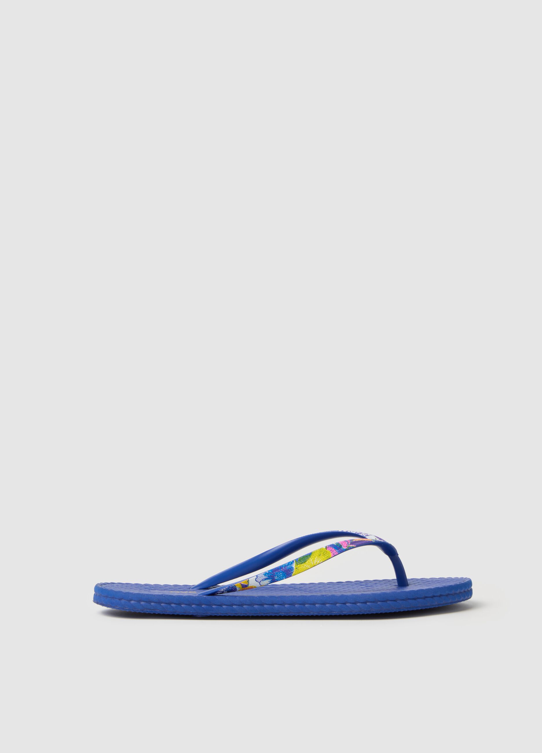 Infradito da donna in blu con cinturini fantasia