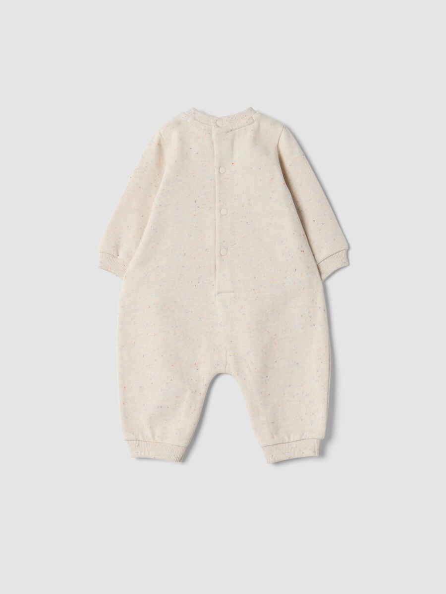 Beige organic cotton-blend babygrow with poppers_1