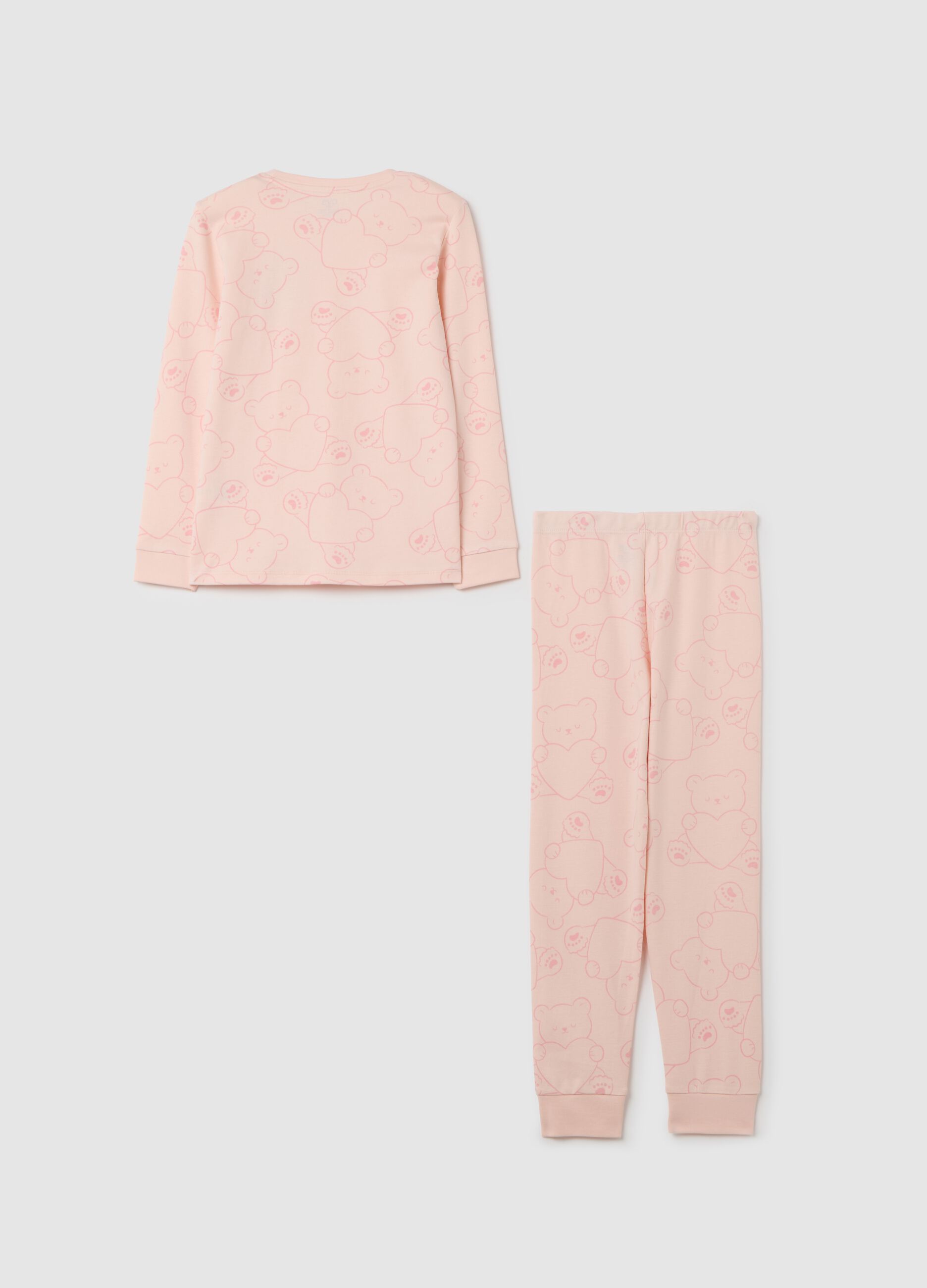 Pigiama da bambina in puro cotone rosa regular fit