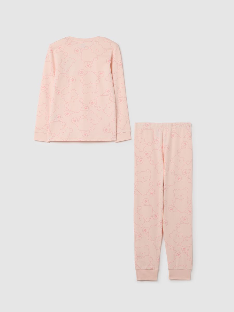 Girls' pink cotton pyjamas, regular fit_1