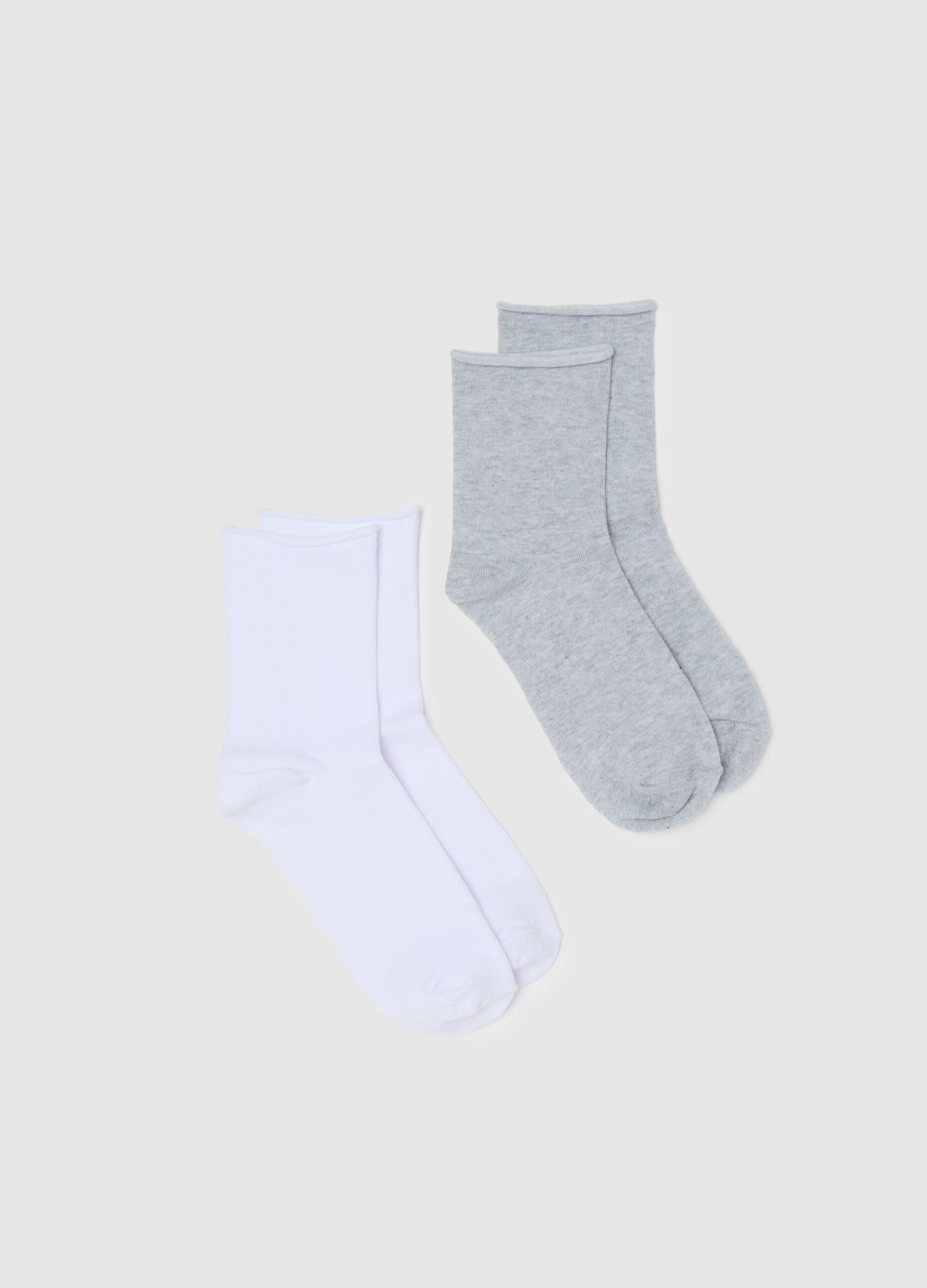 Two-pack grey and white mixed cotton socks