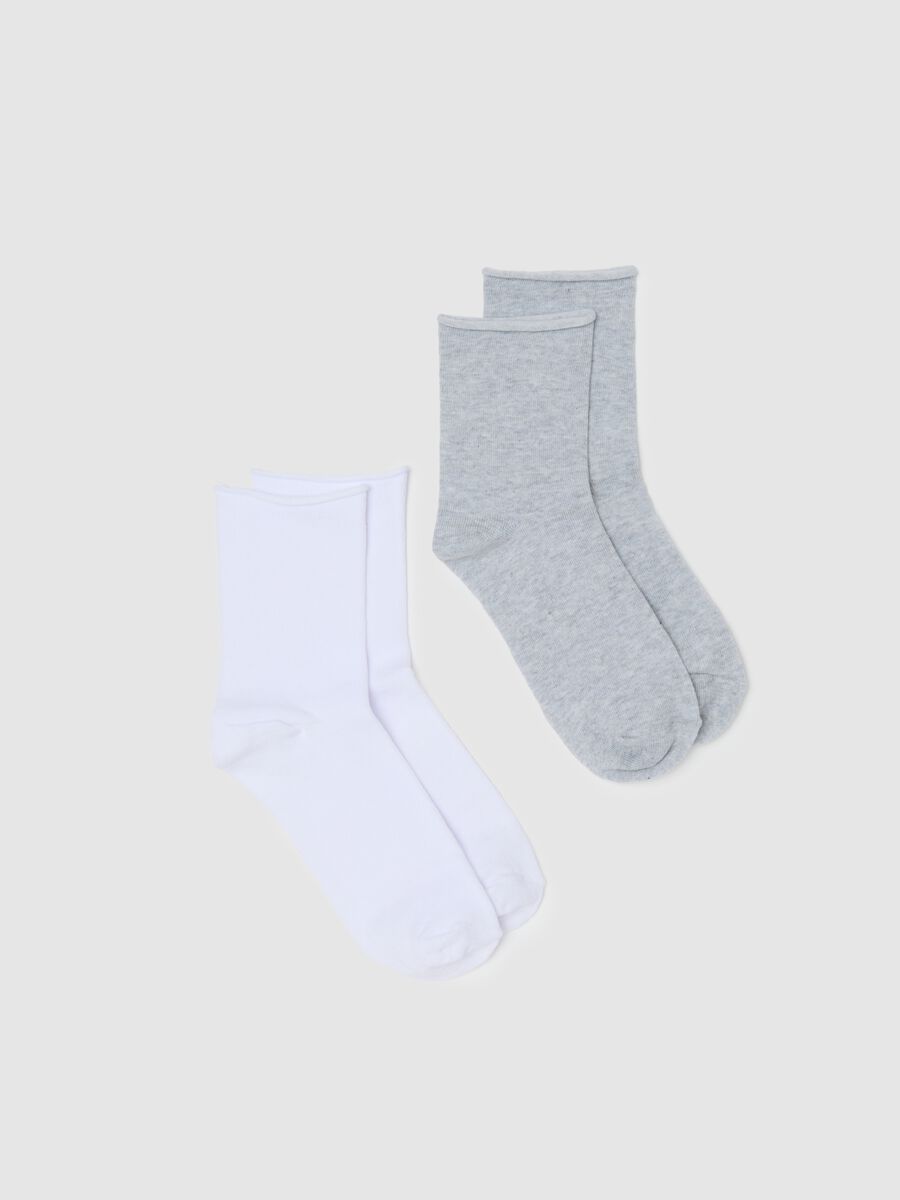 Two-pack grey and white mixed cotton socks_0