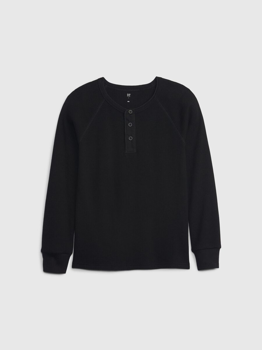 T-shirt con trama waffle a maniche lunghe_0