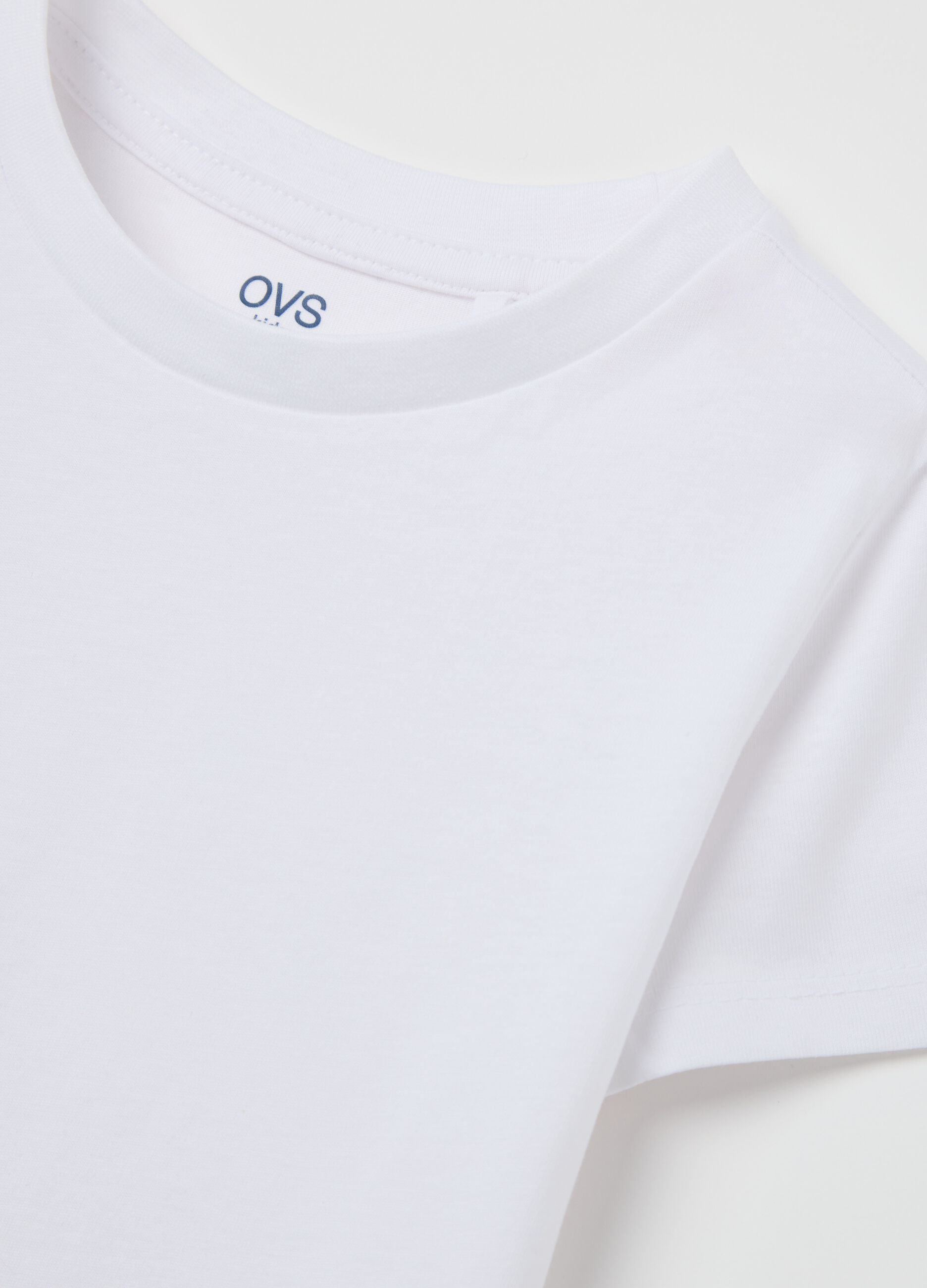 White cotton T-shirt with glitter print