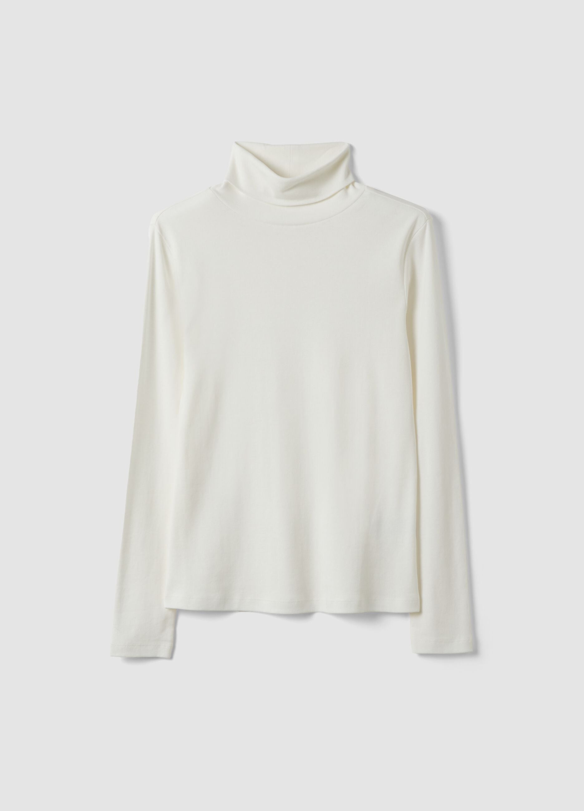 White pure cotton crew-neck T-shirt