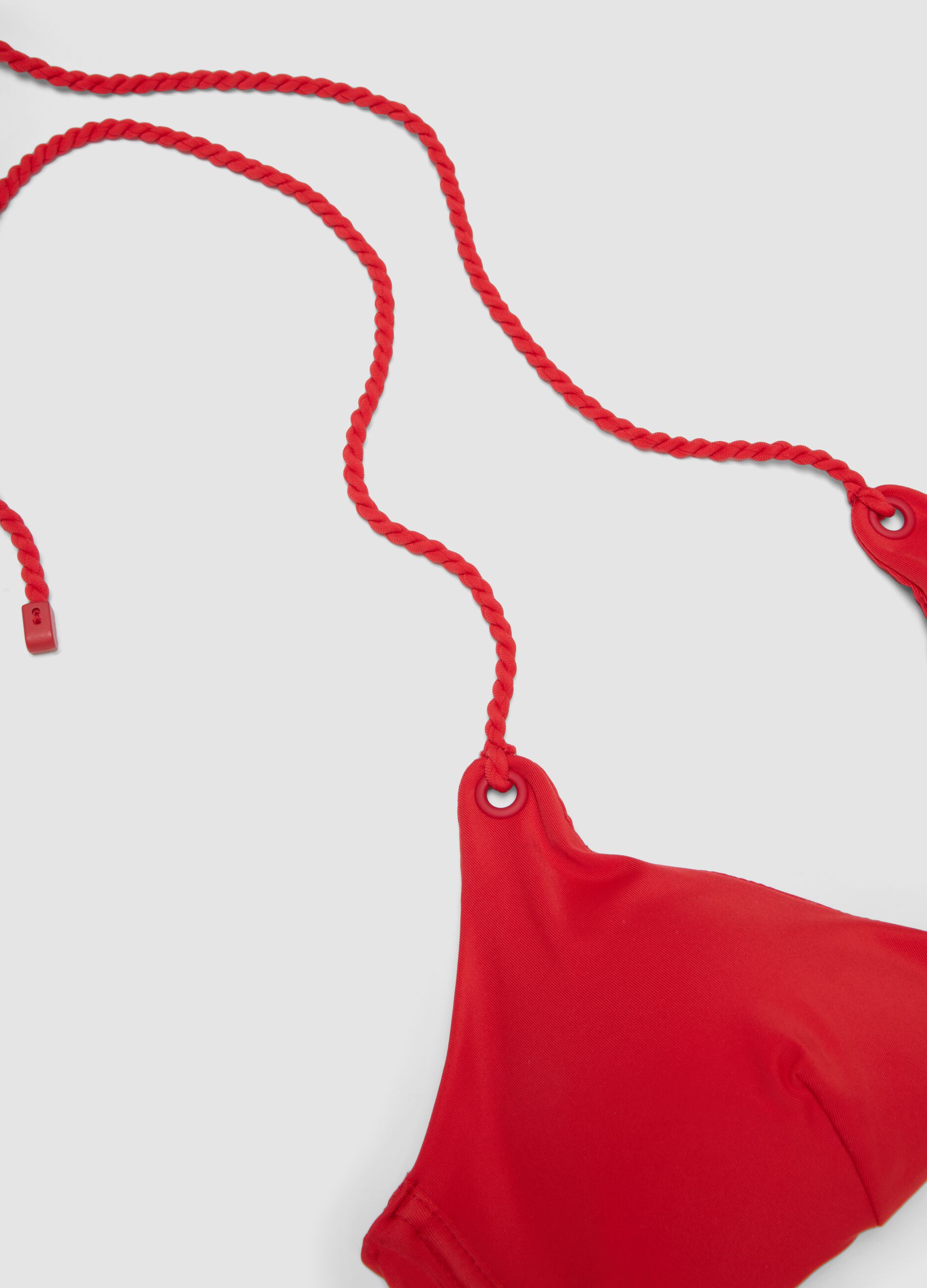 Red triangle bikini top in stretch fabric
