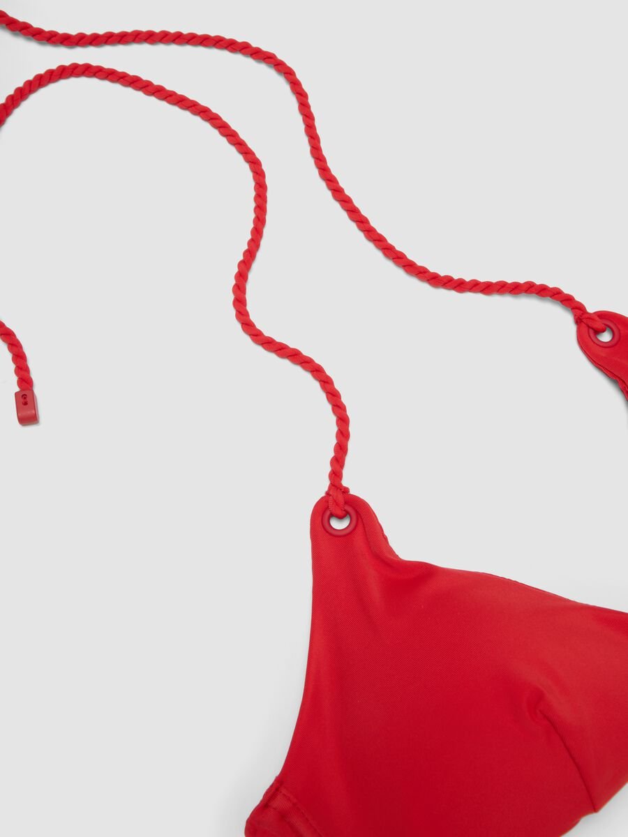 Top bikini rosso a triangolo in tessuto elasticizzato_1