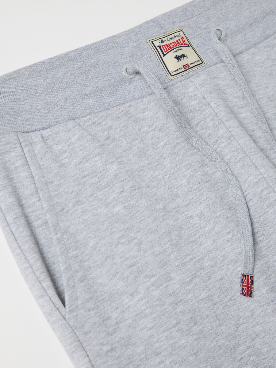 Light grey joggers in fleece with logo print_5