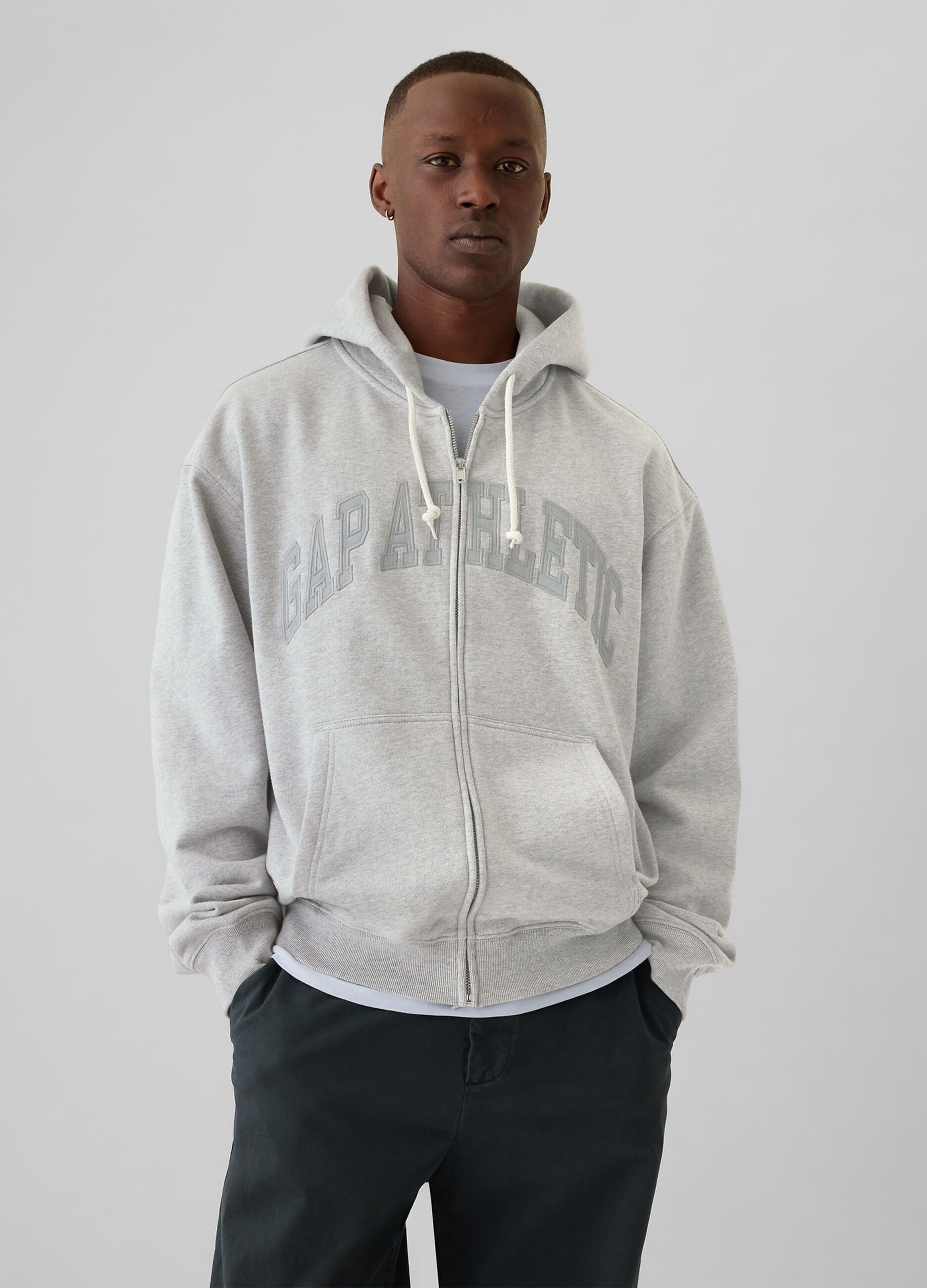 Full-zip sweatshirt with hood and logo embroidery