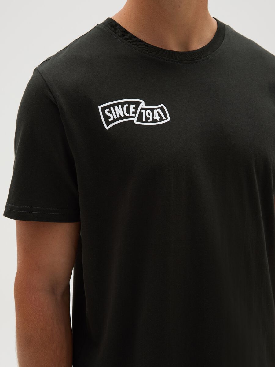 Men's black pure cotton regular fit t-shirt with print_2