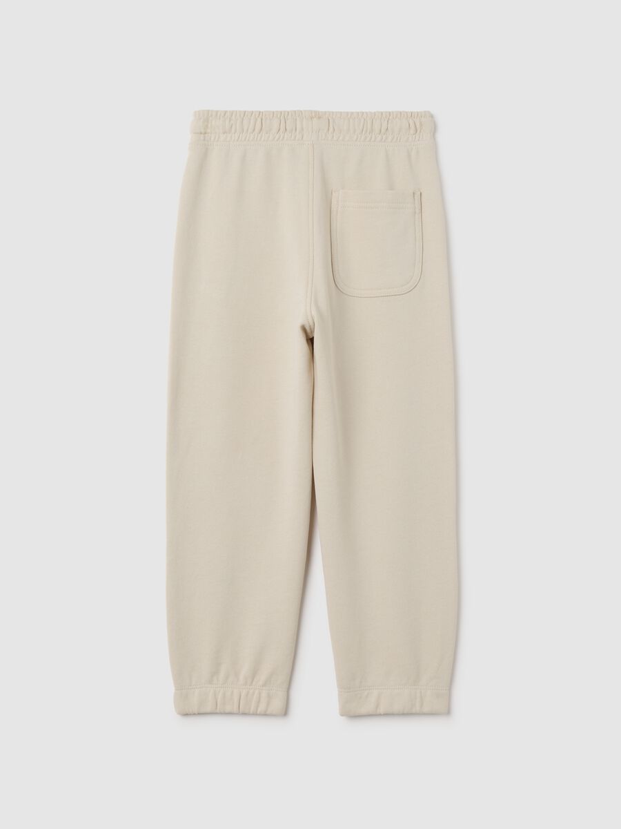 Pantaloni da bambino in puro cotone beige regular fit_1