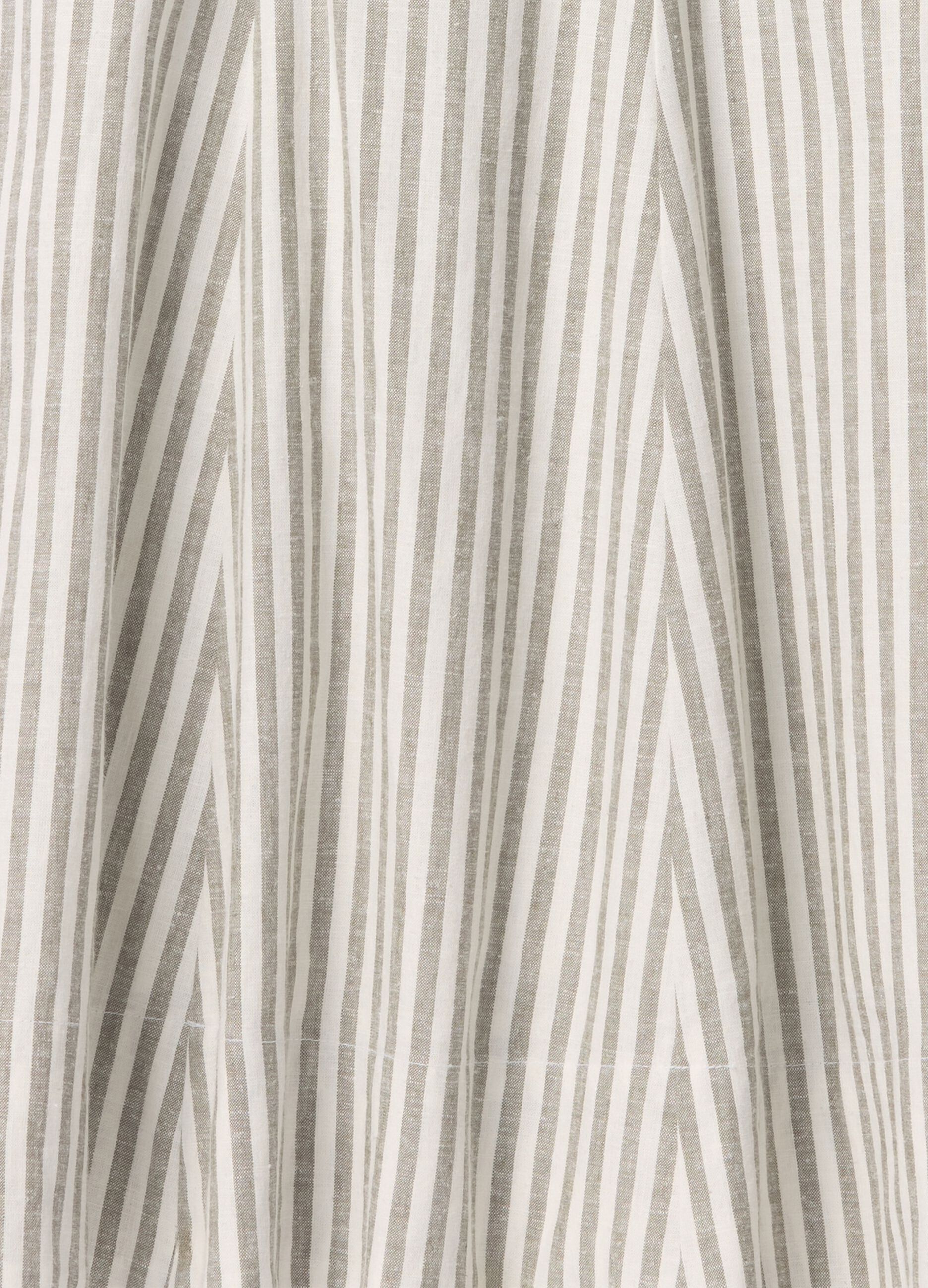 White and grey striped dress in linen and viscose