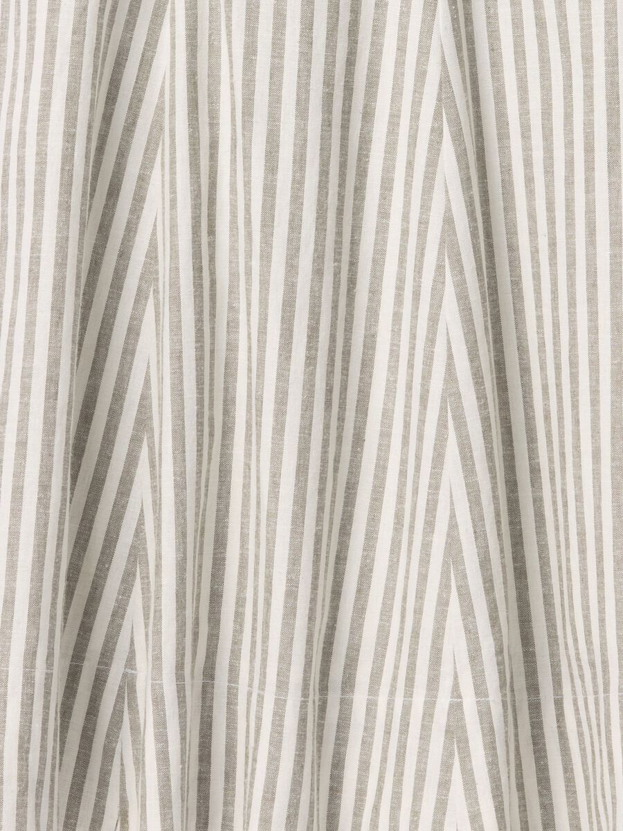 White and grey striped dress in linen and viscose_6