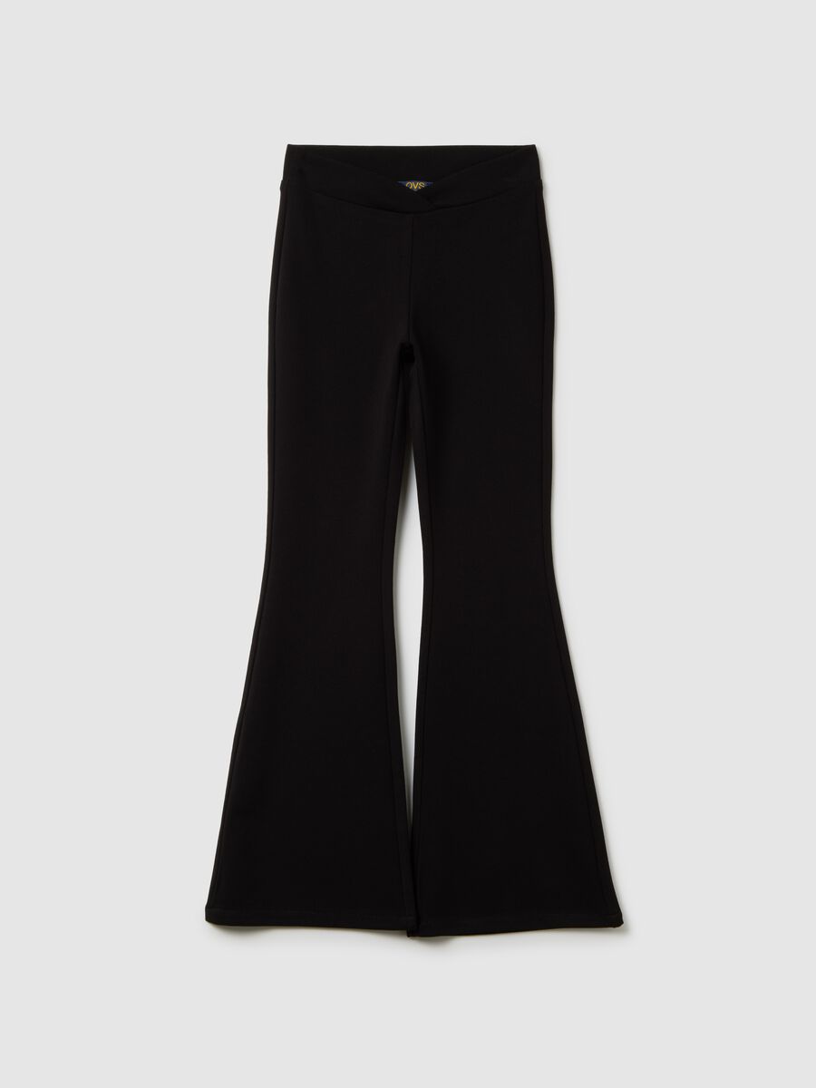 Girls' Black Mix Flare Fit Trousers_0