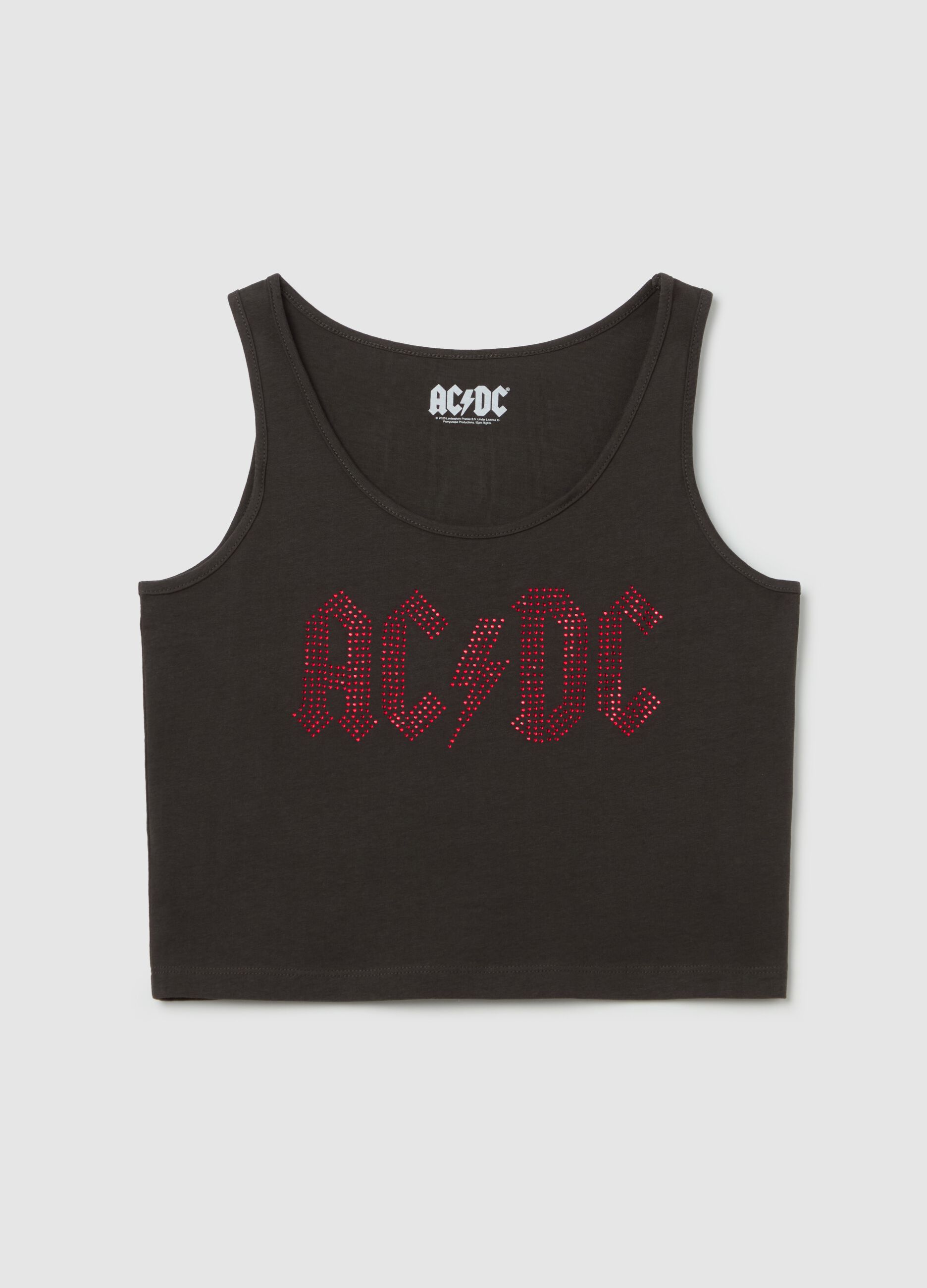 Tank top with AC/DC logo in diamantés