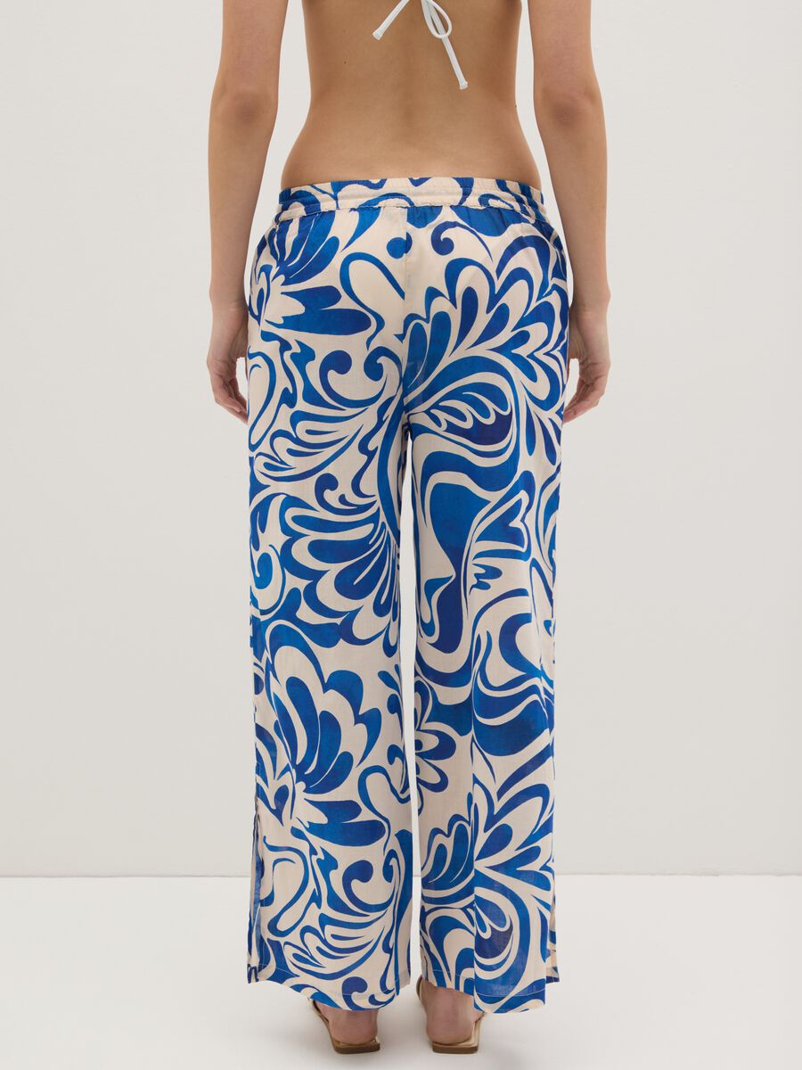 Women's Multicolour Palazzo Trousers in Pure Cotton_3